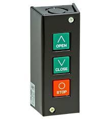 pbs3PB STATION UP/STOP/DOWN N1OVERHEAD DOOR OPERATOR-INDOORNEMA 1 PAINTED STEEL HOUSING-MOMENTARY CONTACT PUSHBUTTONSDIM: 5-5/16H X 2-3/8W