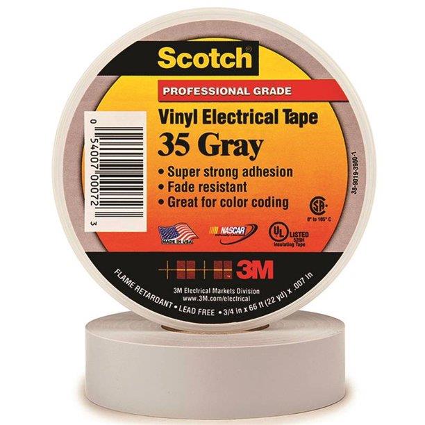 35-gray-3/4ELECTRICAL TAPE VINYL GRAY3/4"WIDE BY 66'LONG