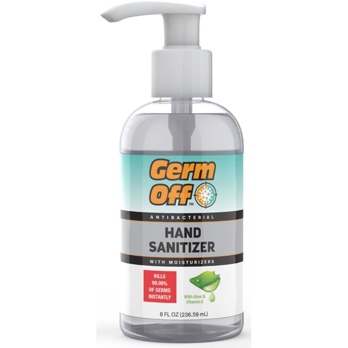 gohsl-3466Germ Off Antibacterial HandSanitizer 8 oz pump bottle70% Alcohol w/Aloe & Vitamin Ekills 99.99% germs instantly