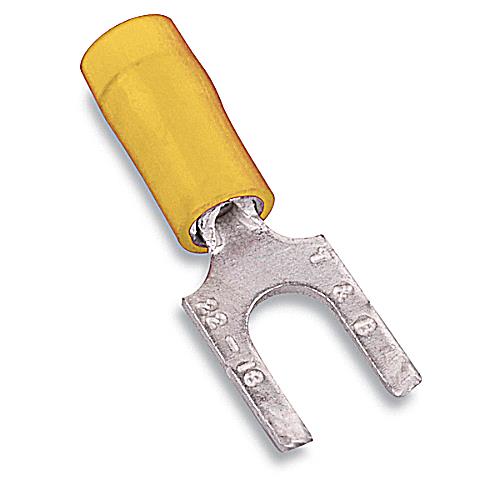 rc1223Thomas & Betts RC1223 NylonInsulated Fork Terminal w/Flanged Tongue 12-10AWG #8Stud Yellow RoHS